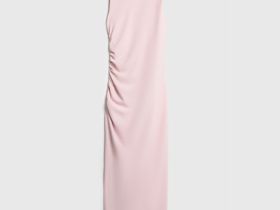 Трикотажное платье со сборками, Розовый