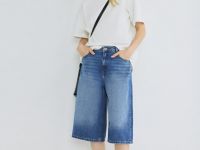 Джинсовые шорты-бермуды с высокой посадкой, Голубой