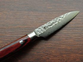 Нож кухонный овощной 80 мм, Sakai Takayuki, сталь VG-10 Damascus, рукоять дерево pakka wood