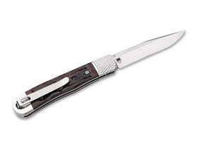 Автоматический нож Boker Hidden Release Trapper Appaloosa Bone, сталь D2, рукоять кость, коричневый