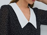 Платье мини из шифона в горошек, Черный