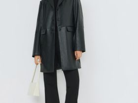 Плащ из искусственной кожи, Черный