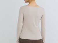 Лонгслив с квадратным вырезом, Бежевый