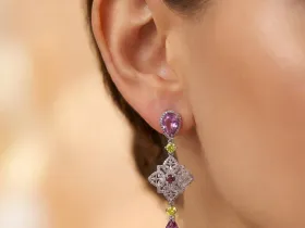 Серьги из серебра с аметистами, гранатами э0649сг01260361