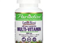 Paradise Herbs, Earth's Blend, комплекс суперфудов и мультивитаминов с железом, для приема один раз в день, 30 вегетарианских капсул