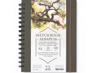 Скетчбук для акварели на спирали Малевичъ "WaterFall" 15х20 см 20 л 300 г, 100% целлюлоза, синий