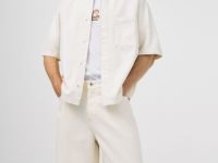 Джинсовая рубашка с коротким рукавом, Белый