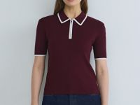 Джемпер с воротником поло на молнии, Фиолетовый