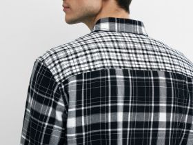 Рубашка в клетку из хлопка, Черный