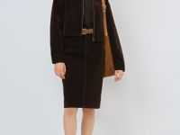 Джинсовая юбка с бархатным напылением, Коричневый