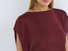 Платье из сатина с ремнем, Фиолетовый