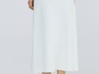 Вязаная юбка миди А-силуэта, Белый