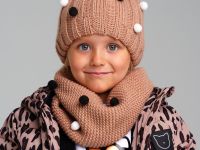 Комплект трикотажный для девочек: шапка, снуд