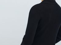 Вязаное платье миди с воротником-поло, Черный