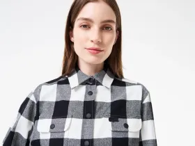 Женская хлопковая рубашка Lacoste в клетку