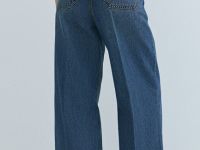Широкие джинсы Wide leg с высокой посадкой, Синий