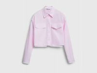 Хлопковая кроп-рубашка с карманами, Розовый