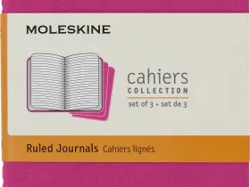 Блокнот в линейку Moleskine "Cahier Journal" 3 шт Pocket 90х140 мм 64 стр, обложка розовая неон