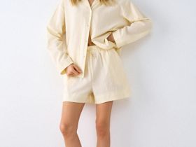 Шорты пижамные из ткани с жатым эффектом, Желтый