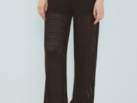 Широкие брюки из структурной ткани, Коричневый