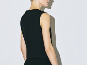 Жилет с ассиметричной застёжкой на пуговицы, Черный