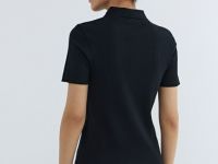 Поло в рубчик с коротким рукавом, Черный
