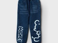 Брюки текстильные джинсовые утепленные флисом для мальчиков