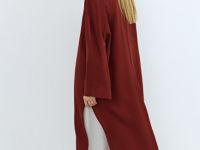 Кимоно на завязках из вискозы и льна, Оранжевый