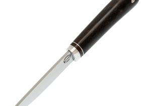 Нож Северный малый, сталь Х12МФ, рукоять коричневая карельская береза, с откованным долом