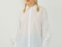 Блузка из вуалевого хлопка с вышивкой, Белый