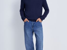 Джемпер из шерсти и хлопка с v-образной горловиной