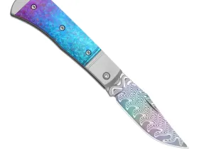 Складной нож Kizer Trestle, сталь радужный дамаск, рукоять титан/кристаллический титан