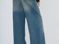 Широкие джинсы с высокой посадкой, Синий
