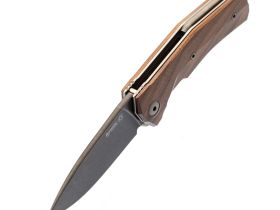 Нож складной LionSteel KUR BST Santos Wood, сталь Stonewashed & PVD-Coated Uddeholm Sleipner®, рукоять палисандр
