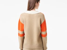 Женский шерстяной свитер Lacoste с v-образным вырезом