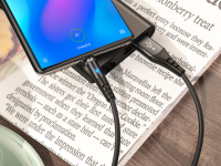 Кабель Hoco X60 2A магнитный  (USB) на (Type-C) 100см силиконовый (черный)