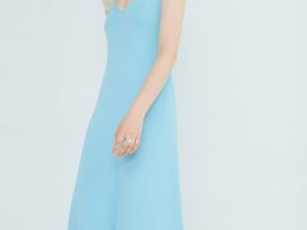 Вязаное платье в рубчик, Голубой