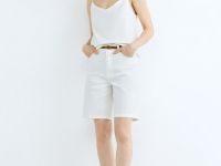 Топ изо льна на бретелях, Белый