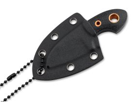 Шейный нож с фиксированным клинком Boker Gnome all Black Copper, сталь D2, рукоять микарта, черный