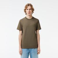 Мужская футболка Lacoste с воротником в полоску из эластичного хлопка