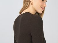 Приталенный джемпер с люрексом, Коричневый