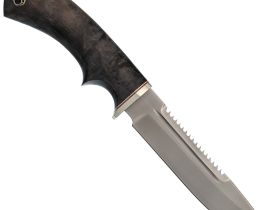 Нож Щука, сталь М390, мельхиор, рукоять из стабилизированной карельской березы