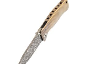 Нож складной LionSteel SR1DI G, сталь дамаск, рукоять титан