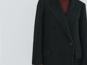 Длинное двубортное пальто, Черный