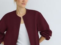 Льняной бомбер на молнии, Фиолетовый