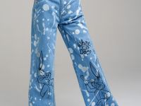 Брюки текстильные джинсовые для девочек