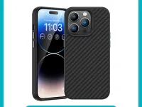 Чехол-накладка Benks Magnetic Cooling Kevlar Case для Apple iPhone 14 Pro карбоновый (кевлар) черно-серый в полоску