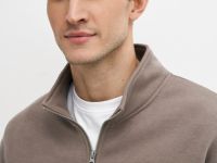 Толстовка с воротником-стойкой на молнии, Бежевый