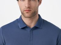 Поло из шелковистого пике, Синий