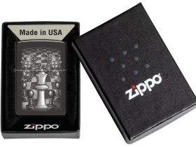 Зажигалка ZIPPO Chess Design с покрытием High Polish Black, латунь/сталь, черная
